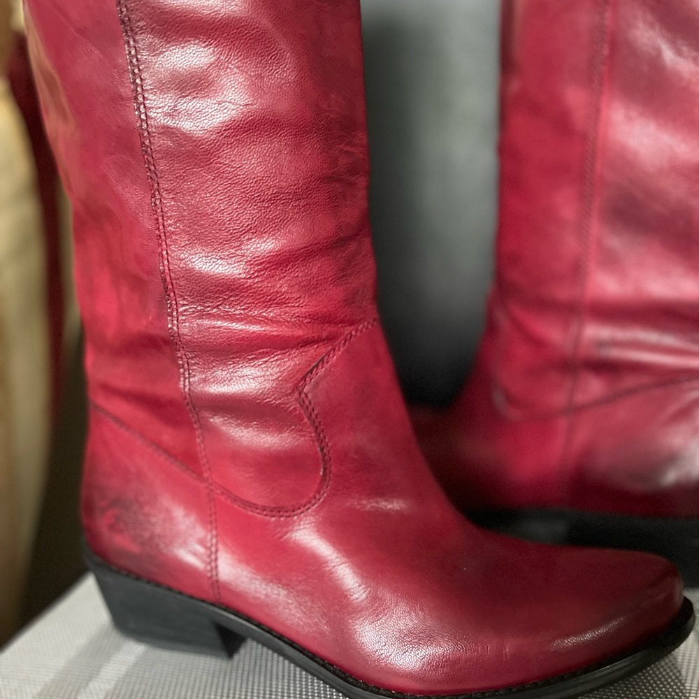 FRANCO SARTO WALINDA NWOT AUTHENTIC OXBLOOD RED SOFT LEATHER WESTERN BOOTS - Picture 9 of 16